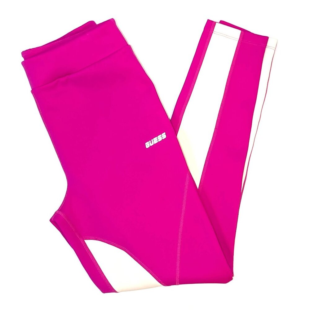 Guess | "Agnes" Color-Block High Rise Active Leggings Fluo Fuchsia | Size Medium - Picture 2 of 12